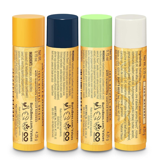 Impoted Burt's Bees Beeswax Bounty Assorted Mix Lip Balm 4 Piece Gift Set