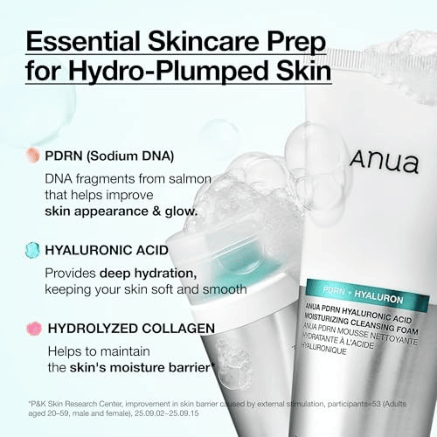 imported ANUA PDRN Hyaluronic Acid Moisturizing Cleansing Foam