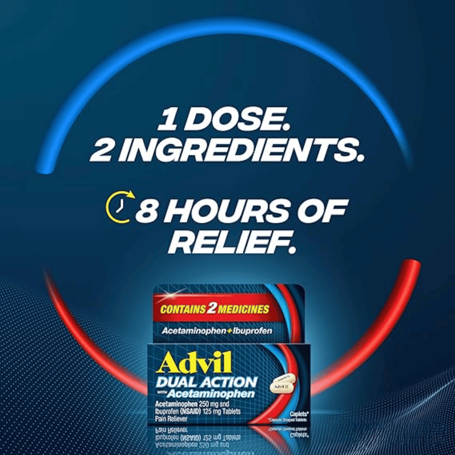 Advil Dual Action Acetaminophen 250mg And Ibuprofen 125mg Tablets 18 Caplets
