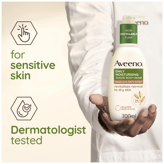 Aveeno Daily Moisturising Yoghurt Body Cream Vanilla & Oat Scent (300ml)