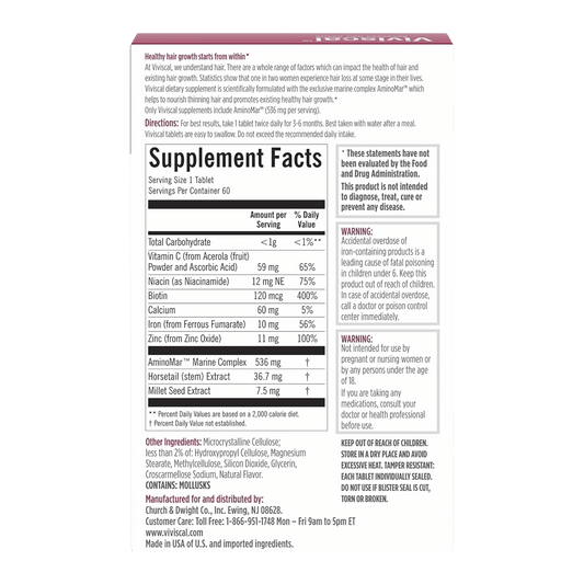 Viviscal Hair Growth Supplements For Women (60 Tablets)