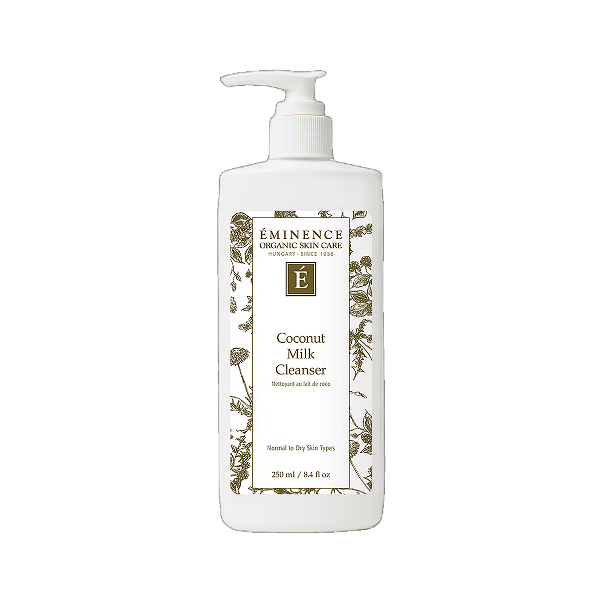 Eminence Coconut Milk Cleanser bottle on white background