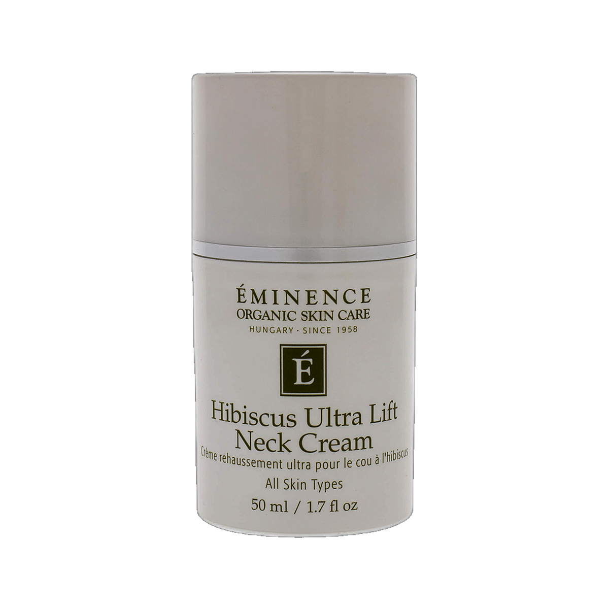 Eminence Hibiscus Ultra Lift Neck Cream jar on white background