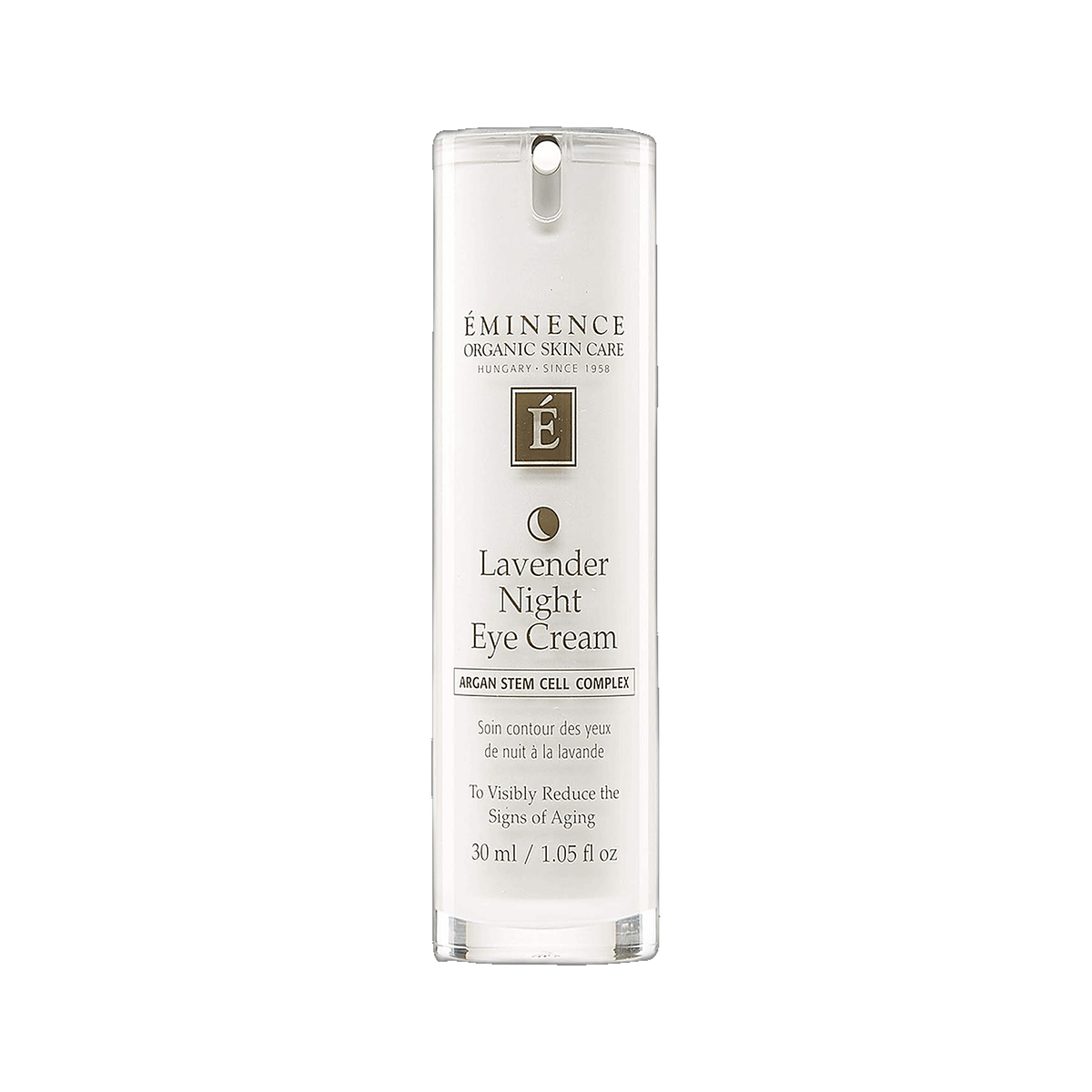 Eminence Lavender Age Corrective Night Eye Cream jar on white background