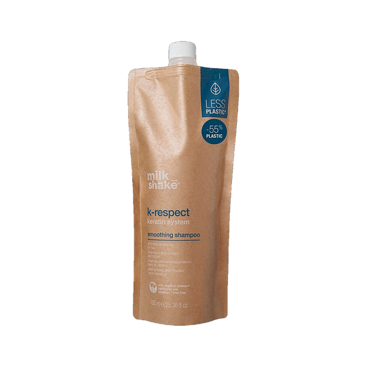 Milkshake K-Respect Smoothing Shampoo 750ml salon size on transparent background