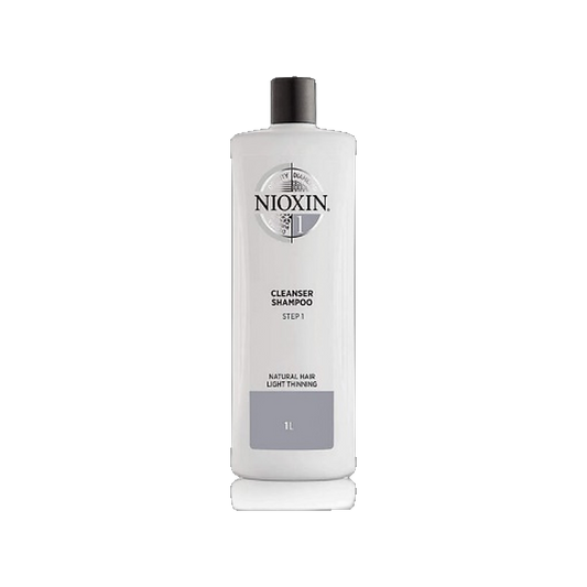 Nioxin System 1 cleanser shampoo 1L salon size for natural hair with light thinning on transparent background