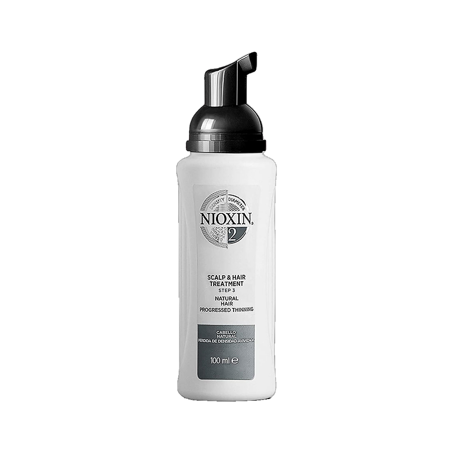 Nioxin System 2 scalp and hair treatment 100ml leave-in for progressed thinning on transparent background