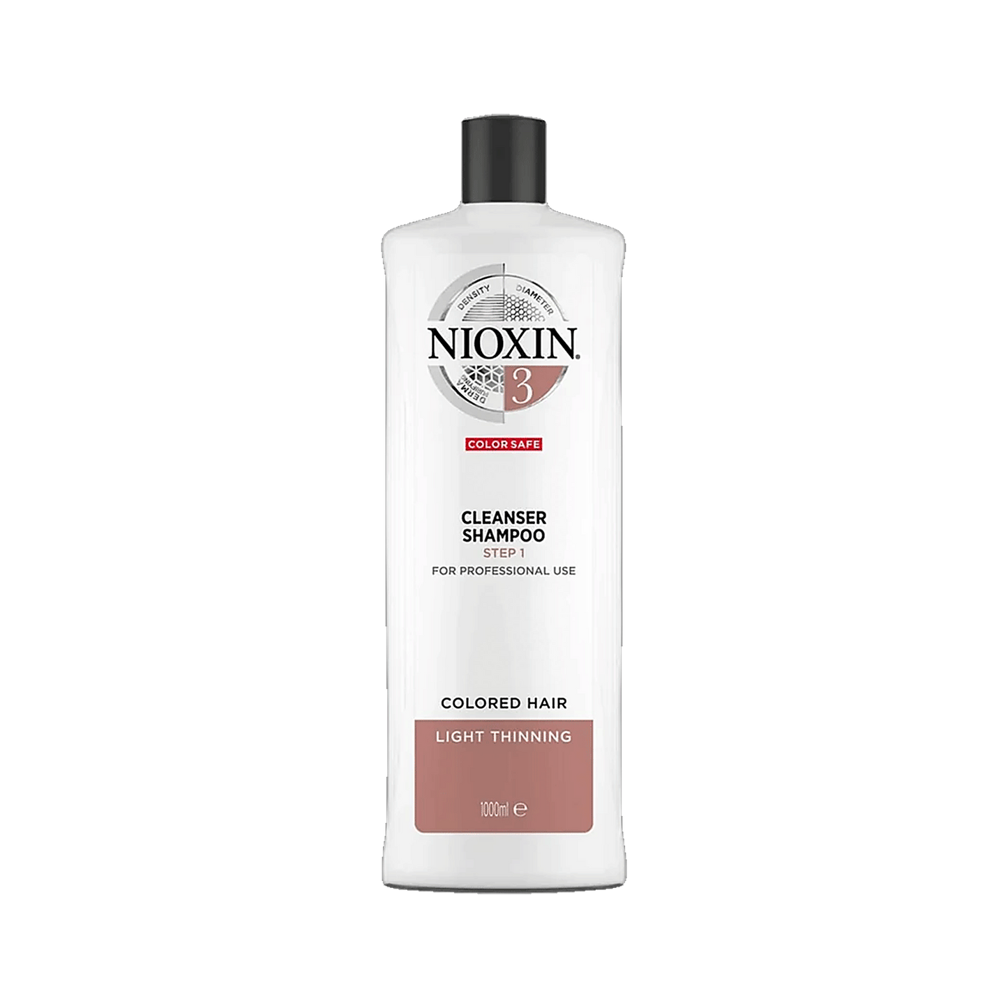 Nioxin System 3 cleanser shampoo 1L salon size colour safe on transparent background