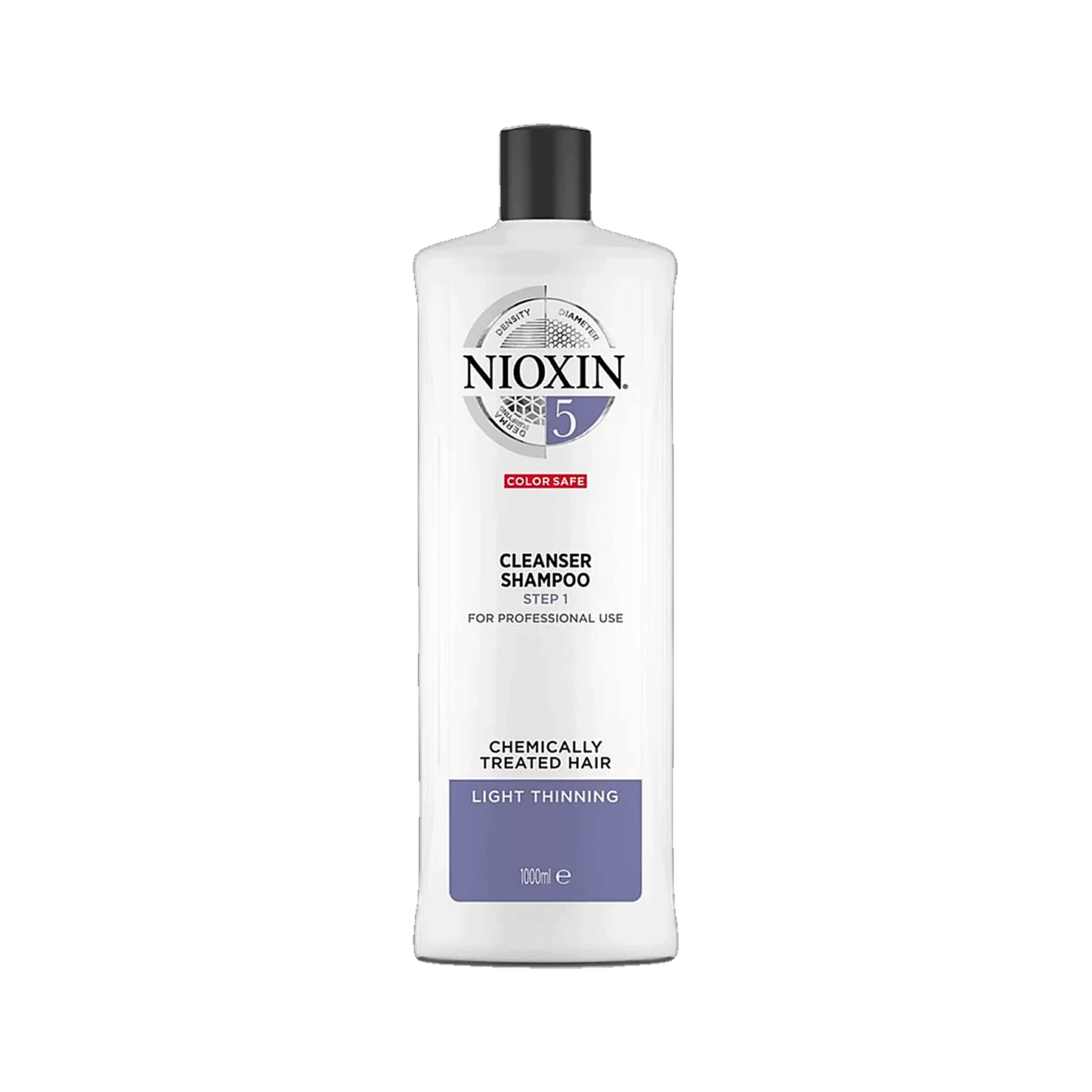 Nioxin System 5 cleanser shampoo 1L salon size for chemically treated hair on transparent background