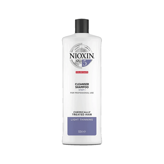 Nioxin System 5 cleanser shampoo 1L salon size for chemically treated hair on transparent background