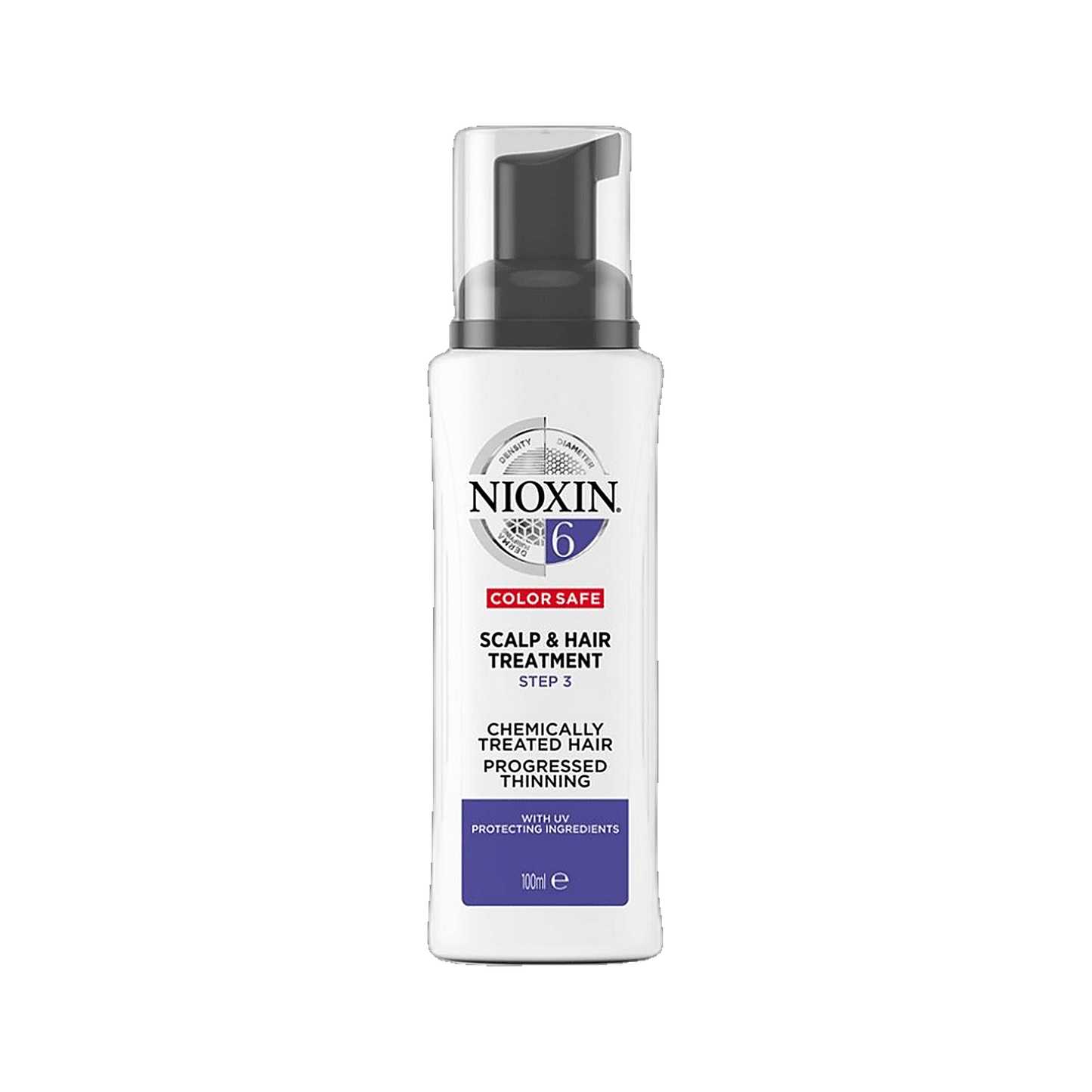 Nioxin System 6 scalp and hair treatment 100ml leave-in for progressed thinning on transparent background