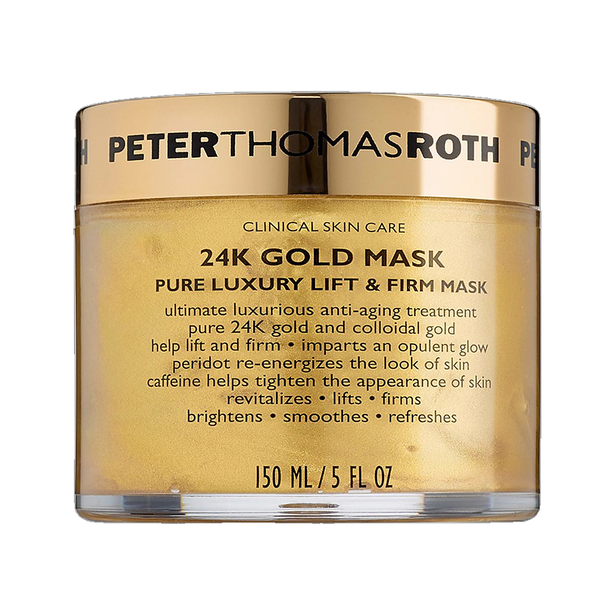 Peter Thomas Roth 24K Gold Mask Pure Luxury Lift and Firm jar on transparent background