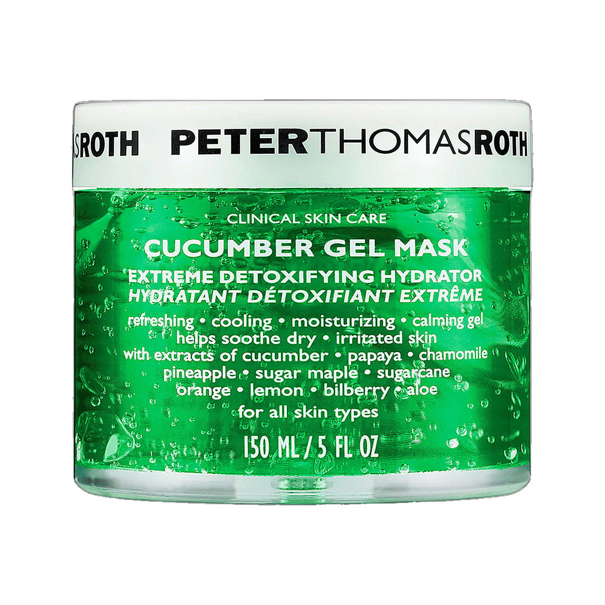 Peter Thomas Roth Cucumber Gel Mask jar on white background