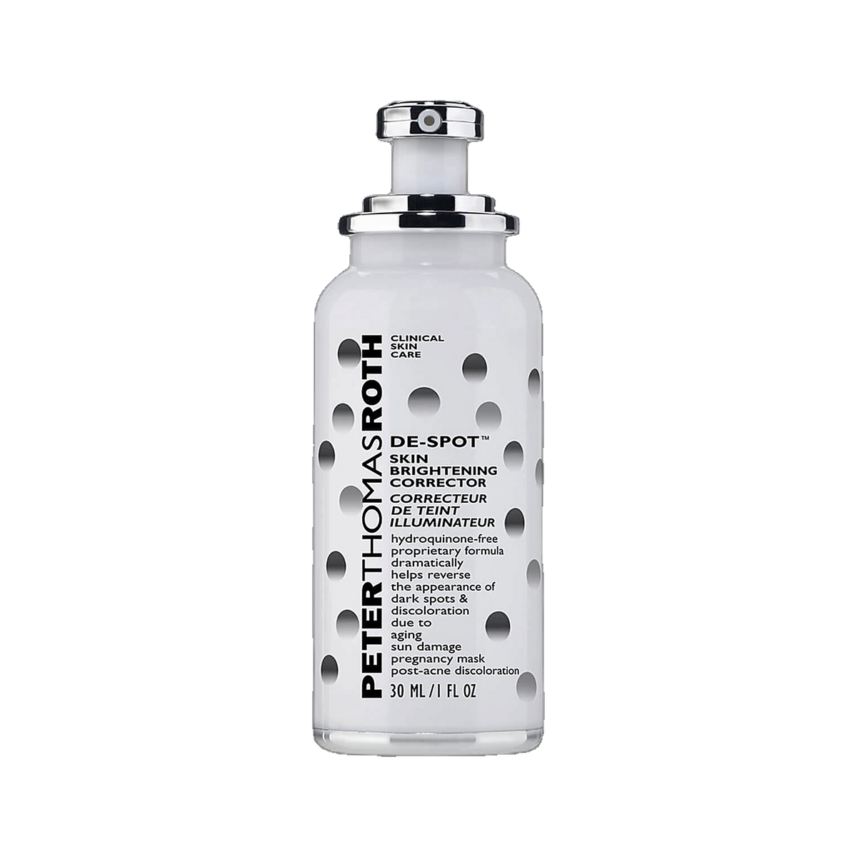 Peter Thomas Roth De-Spot Skin Brightening Corrector bottle on transparent background