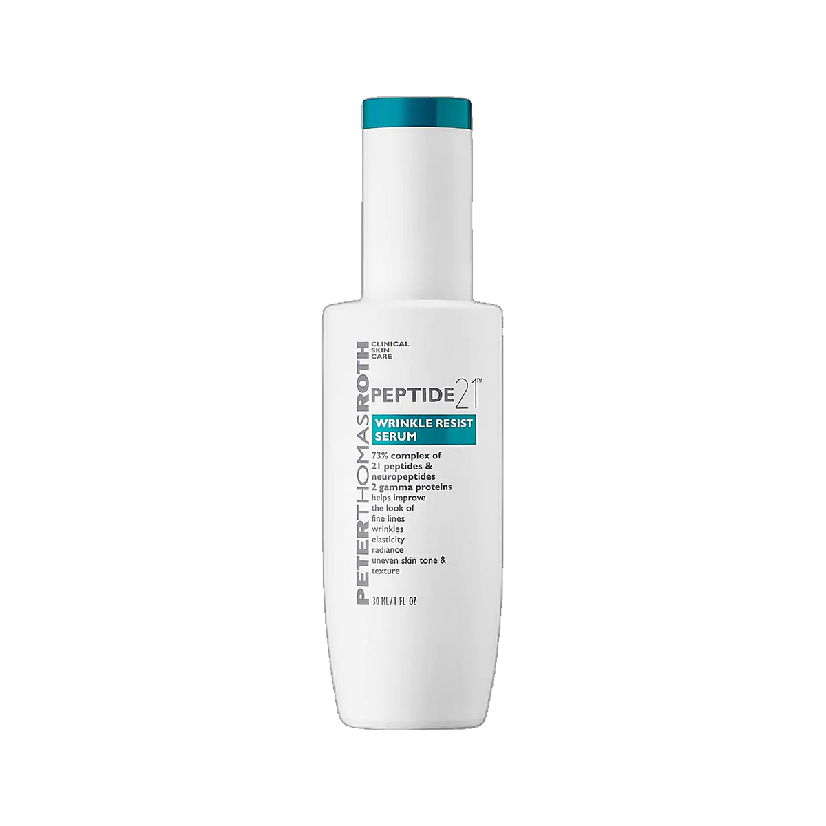 Peter Thomas Roth Peptide-21 Wrinkle Resist Serum bottle on white background