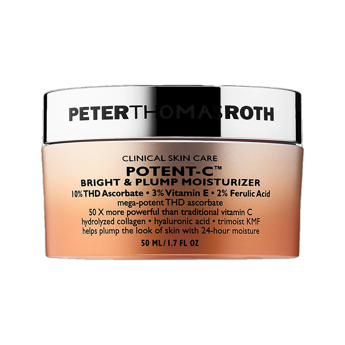 Peter Thomas Roth Potent-C Bright and Plump Moisturizer jar on white background