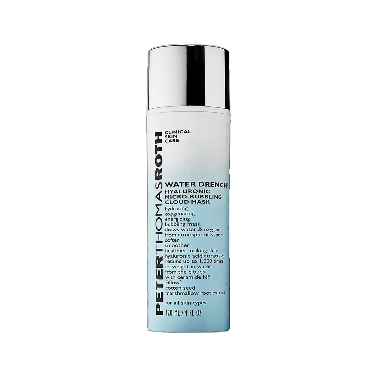 Peter Thomas Roth Water Drench Hyaluronic Micro-Bubbling Cloud Mask jar on white background