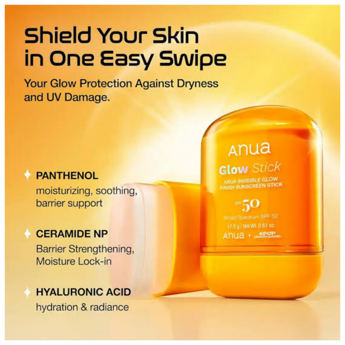 Impoted ANUA - Invisible Glow Finish Sunscreen Stick SPF50 
