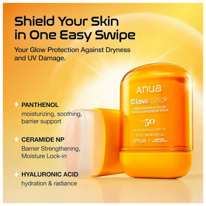 Impoted ANUA - Invisible Glow Finish Sunscreen Stick SPF50 