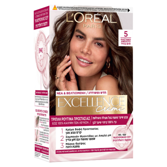 Buy Online L'Oreal Paris Excellence Cream Permanent Hair Dye No 5 Light Brown, 48ml In Pakistan