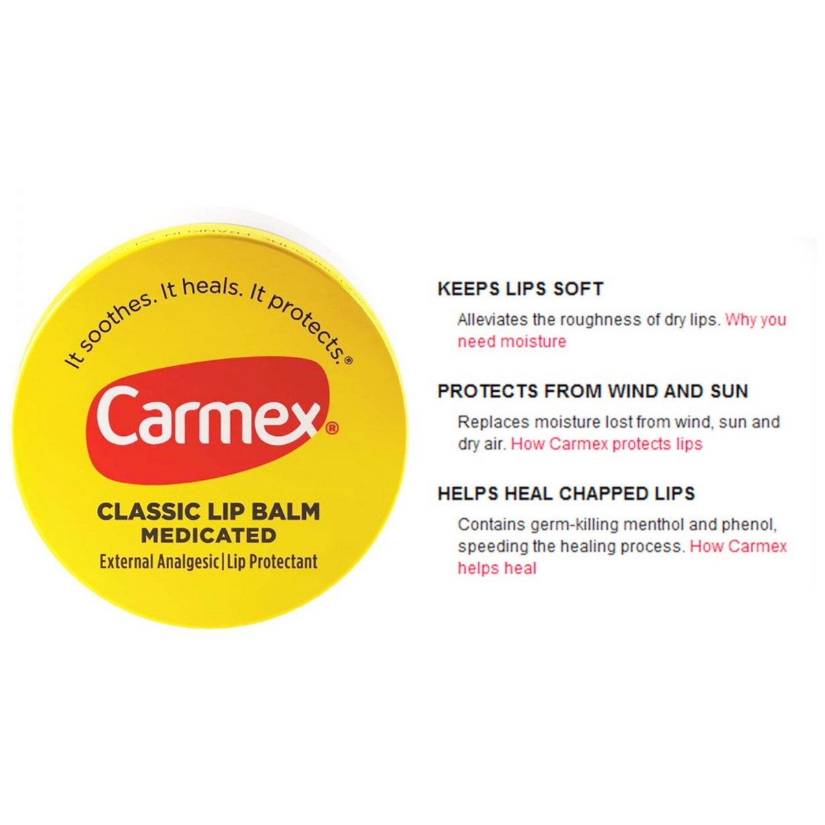 Impoted Carmex Classic Medicated Lip Balm Jar Lip Protectant 1 Count