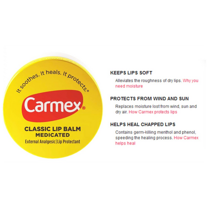 Impoted Carmex Classic Medicated Lip Balm Jar Lip Protectant 1 Count