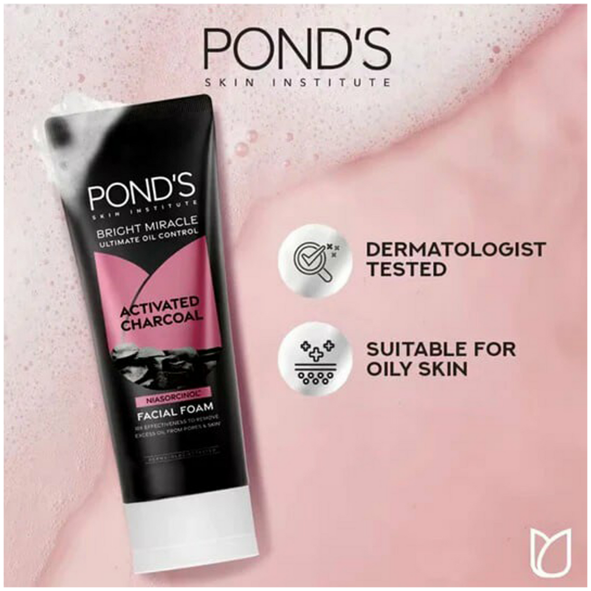 Impoted Pond's Bright Miracle Activated Charcoal Facial Foam, 50g