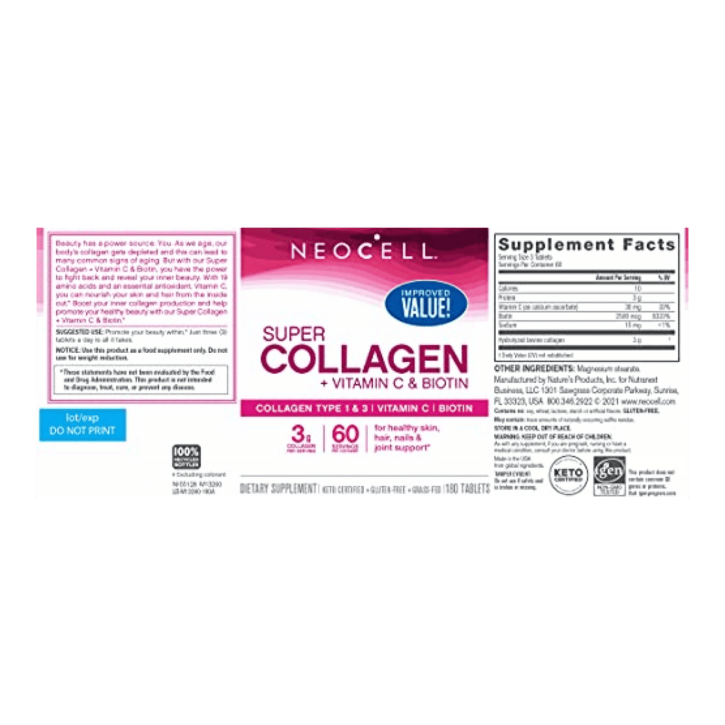 Neocell Laboratories Collagen Peptides Grass Fed + C & Biotin 