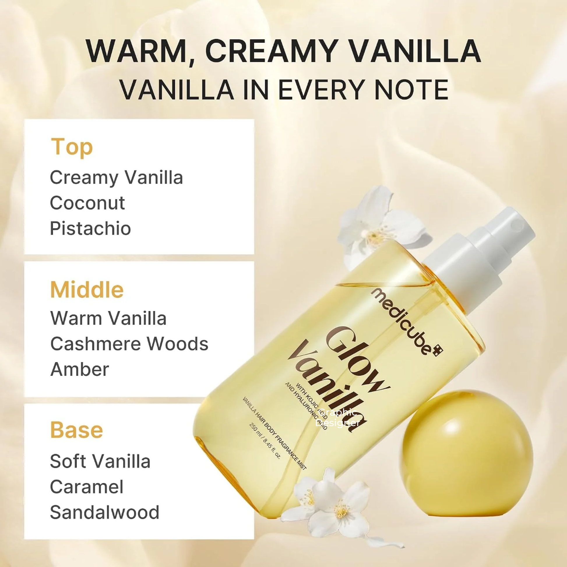 Authentic Medicube Glow Vanilla Hair Body Fragrance Mist