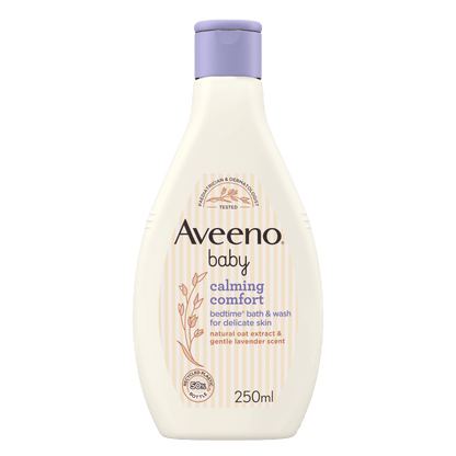 Aveeno Baby Calming Comfort Bedtime Bath & Wash 250ml with natural oat extract and lavender scent – gentle cleanser for babies at Skinstash.pk