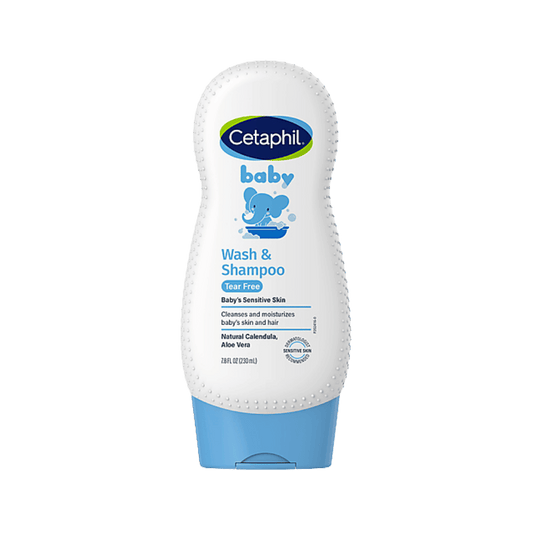 Cetaphil Baby Wash & Shampoo Tear-Free (230ml) – Gentle 2-in-1 formula for baby's sensitive skin and hair with soothing calendula – Skinstash.pk