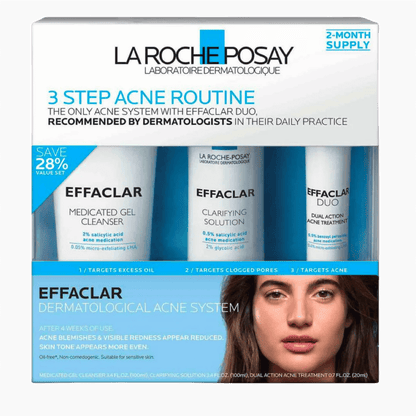 La Roche-Posay Effaclar 3 Step Acne Routine Set – Complete Skincare Kit
