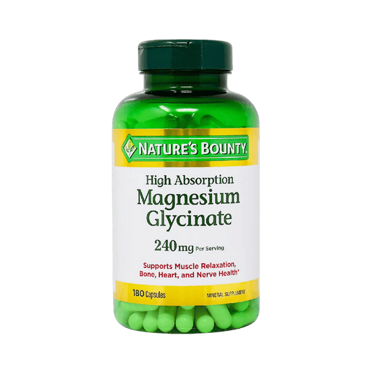 Nature Bounty High Absorption Magnesium Glycinate 180 Capsules (240mg) available at skintash.pk
