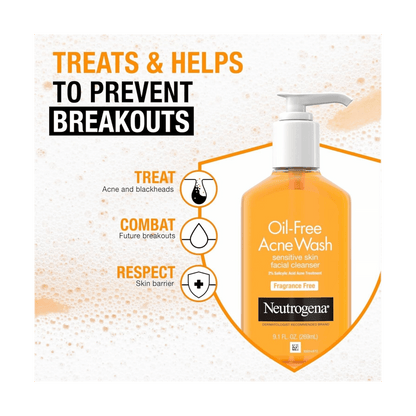 Neutrogena oil-free acne wash bottle available at skintash.pk