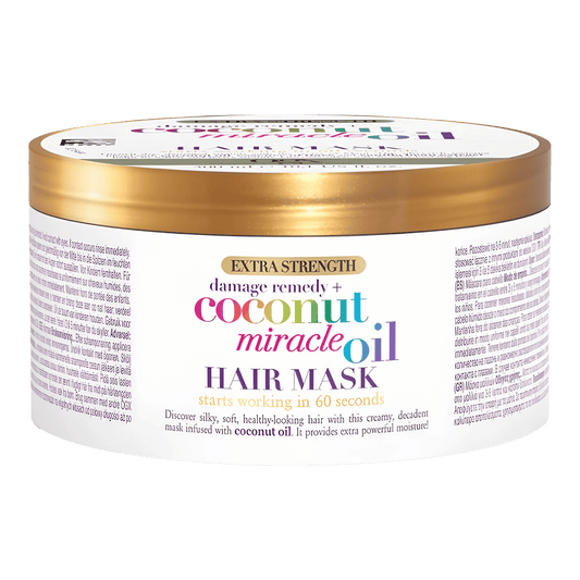 OGX Damage Remedy + Coconut Miracle Oil Hair Mask (300ml) – Deep conditioning hair mask infused with coconut oil to repair, hydrate, and restore damaged hair – Available at Skinstash.pk