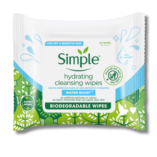 Buy Simple Water Boost Biodegradable Hydrating Facial Wipes (20Ct) In Pakistan From SkinStash!