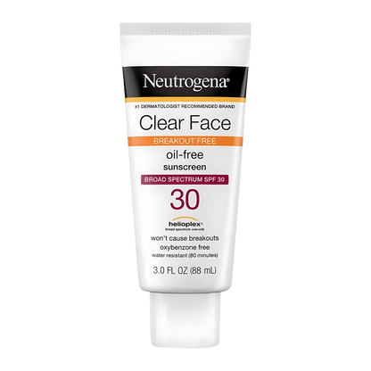 Neutrogena Clear Face - oil free sunscreen SPF 30 / SPF 50 (88mL)