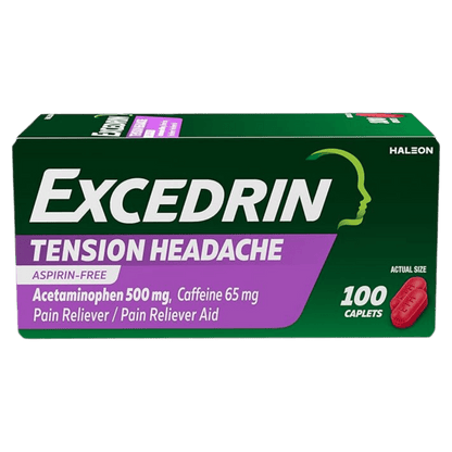 Excedrin Tension Headache Relief Caplets Without Aspirin (100 Caplets)