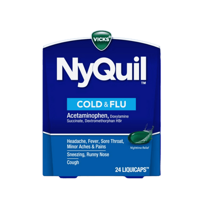 Buy Vicks Nyquil Cold & Flu Nighttime Relief 24 LiquiCaps In Pakistan!