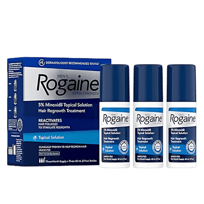 Buy Rogaine Men's Extra Strength 5% Minoxidil Topical Solution Hair Regrowth (3x60ml) In SkinStash From Pakistan!