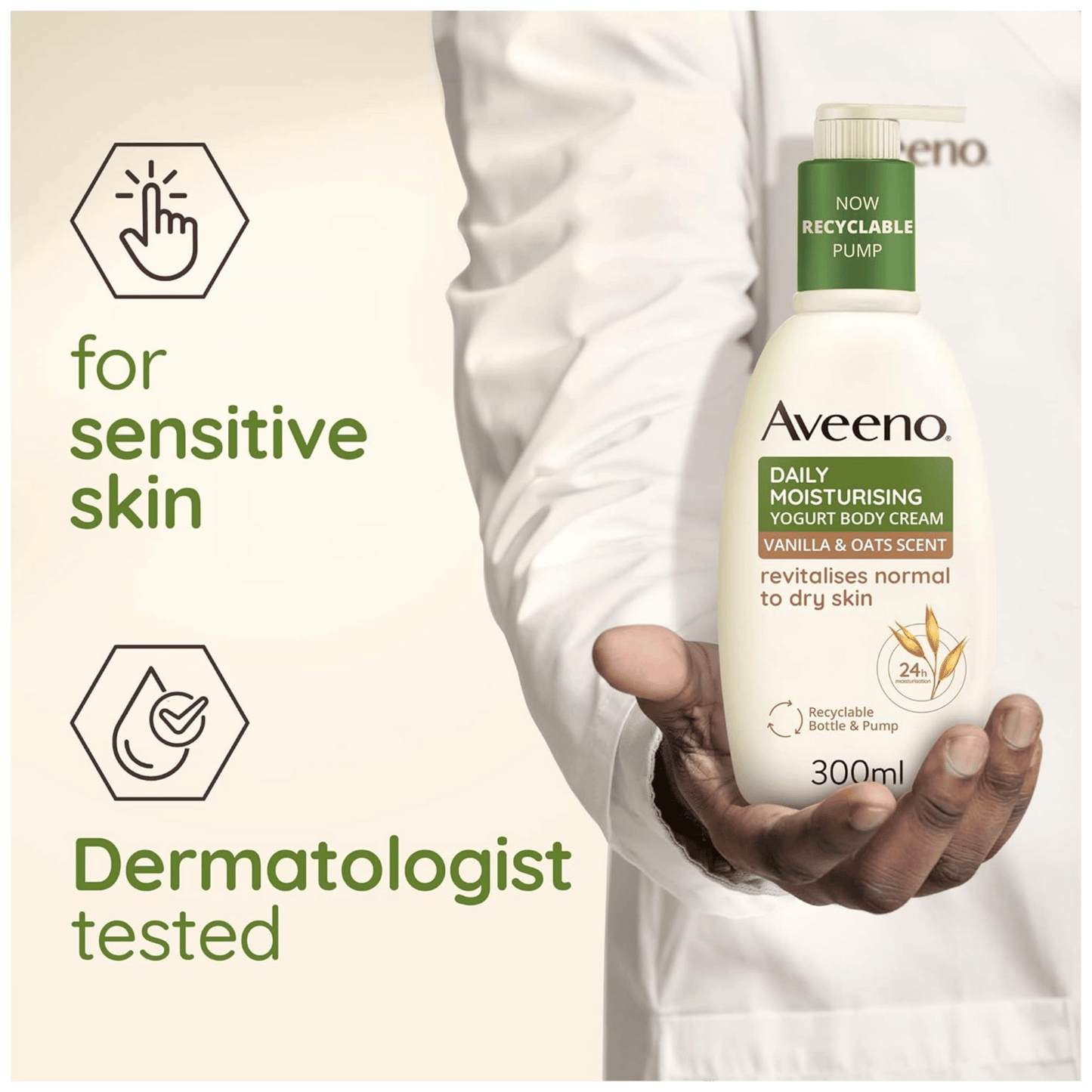 Aveeno Daily Moisturising Yoghurt Body Cream Vanilla & Oat Scent (300ml)