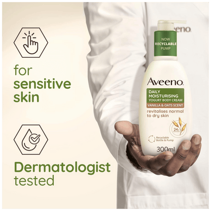 Aveeno Daily Moisturising Yoghurt Body Cream Vanilla & Oat Scent (300ml)