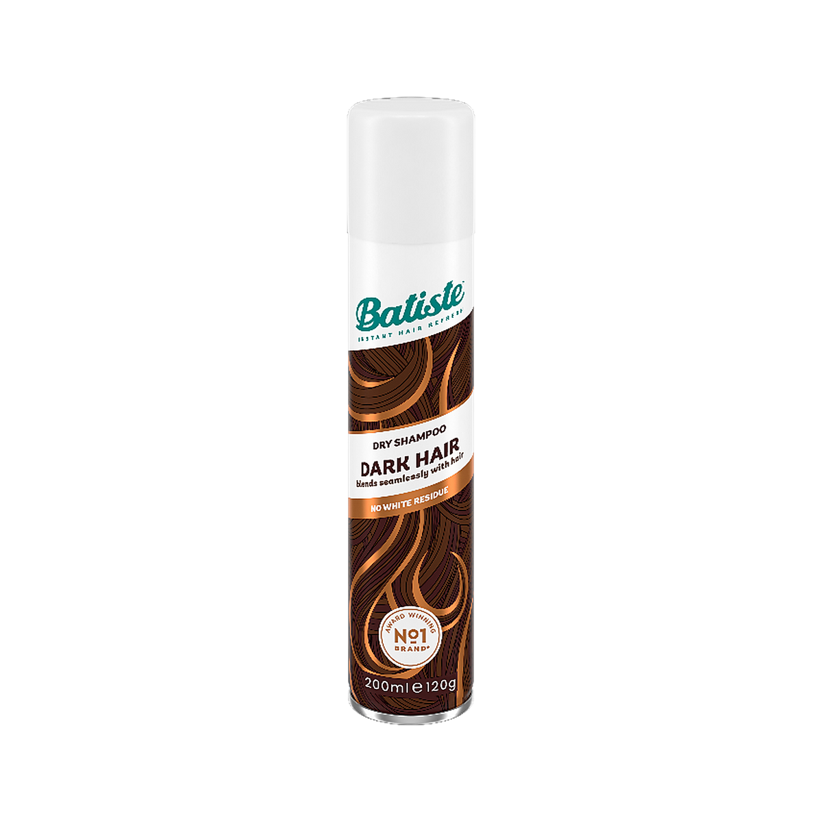 Batiste Dry Shampoo Dark tinted spray can for dark hair on transparent background