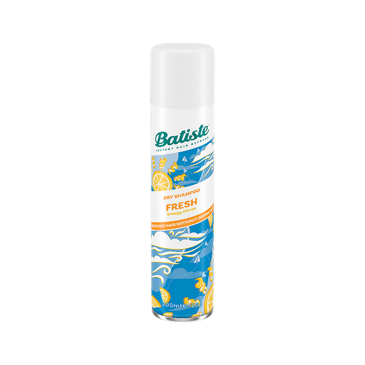 Batiste Dry Shampoo Fresh breezy citrus spray can on transparent background