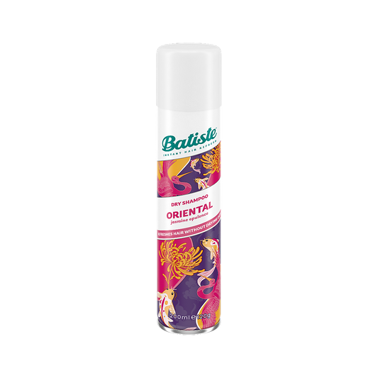 Batiste Dry Shampoo Oriental warm exotic scent spray can on transparent background