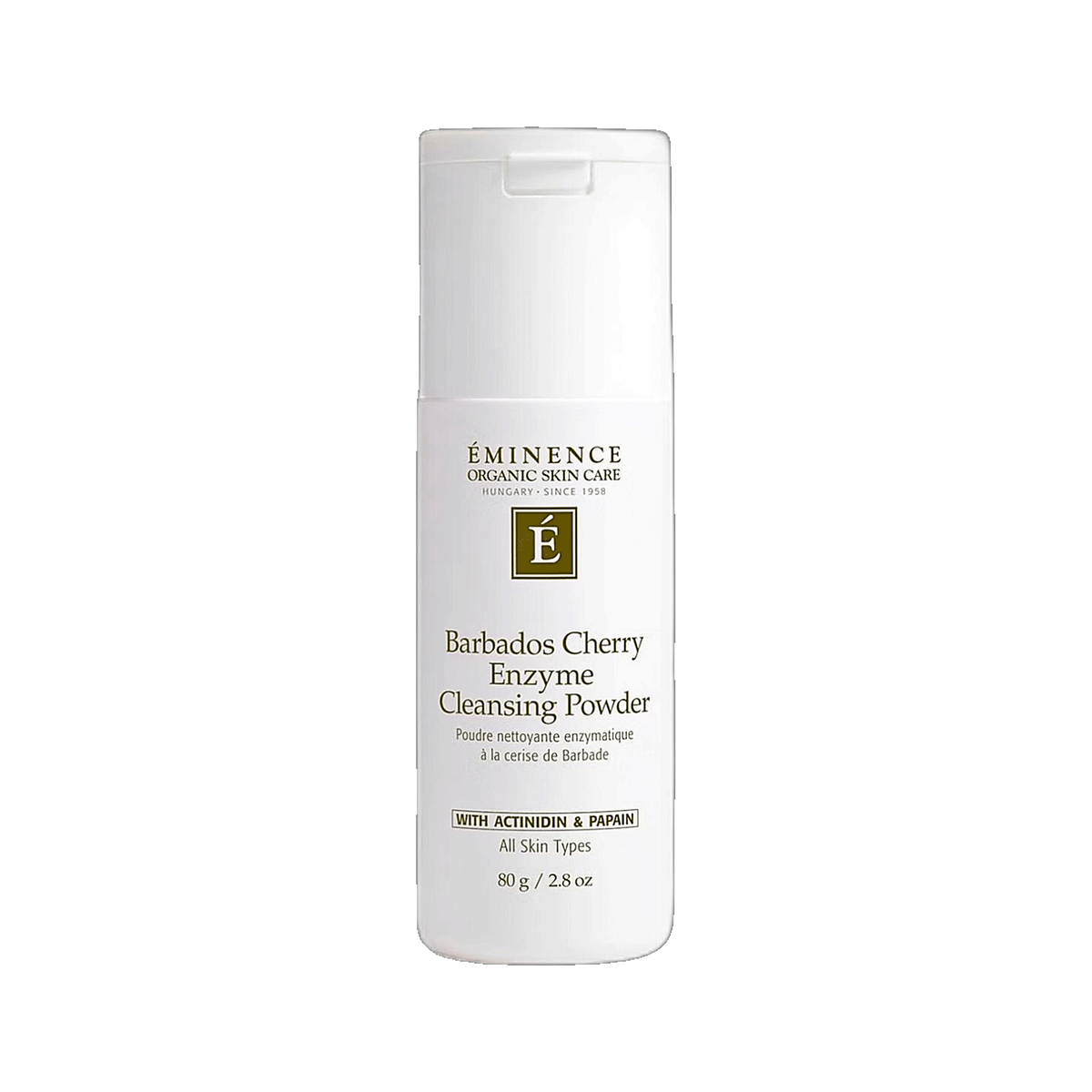Eminence Barbados Cherry Enzyme Cleansing Powder bottle on white background