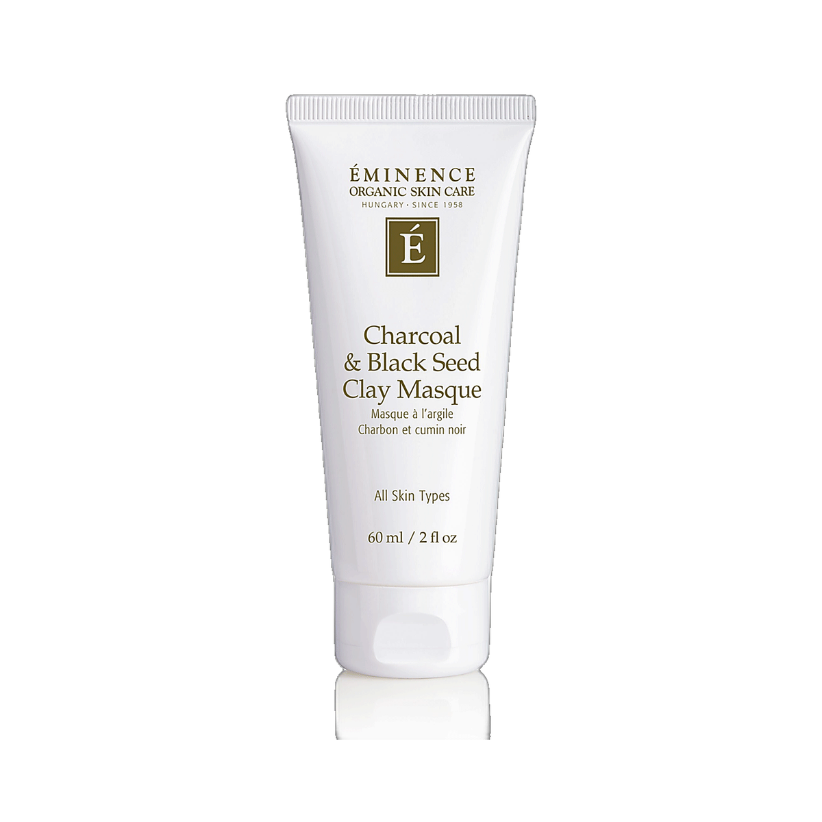 Eminence Charcoal and Black Seed Clay Masque tube on white background