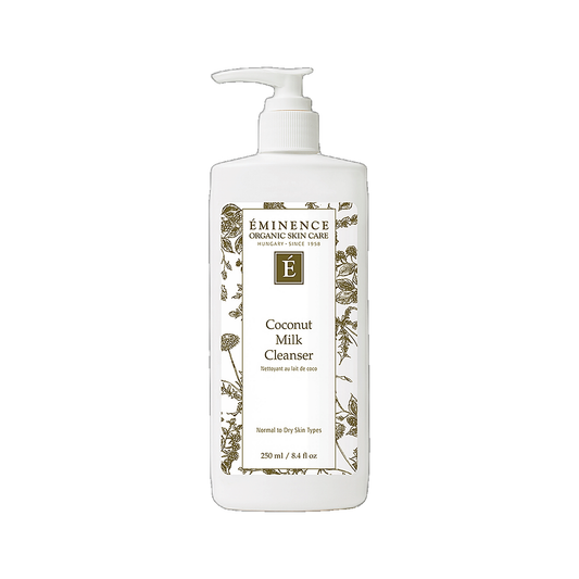 Eminence Coconut Milk Cleanser bottle on white background