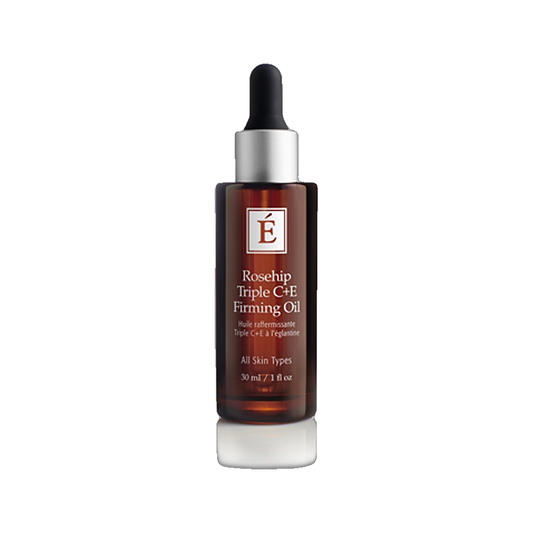 Eminence Rosehip Triple C and E Firming Oil bottle on white background