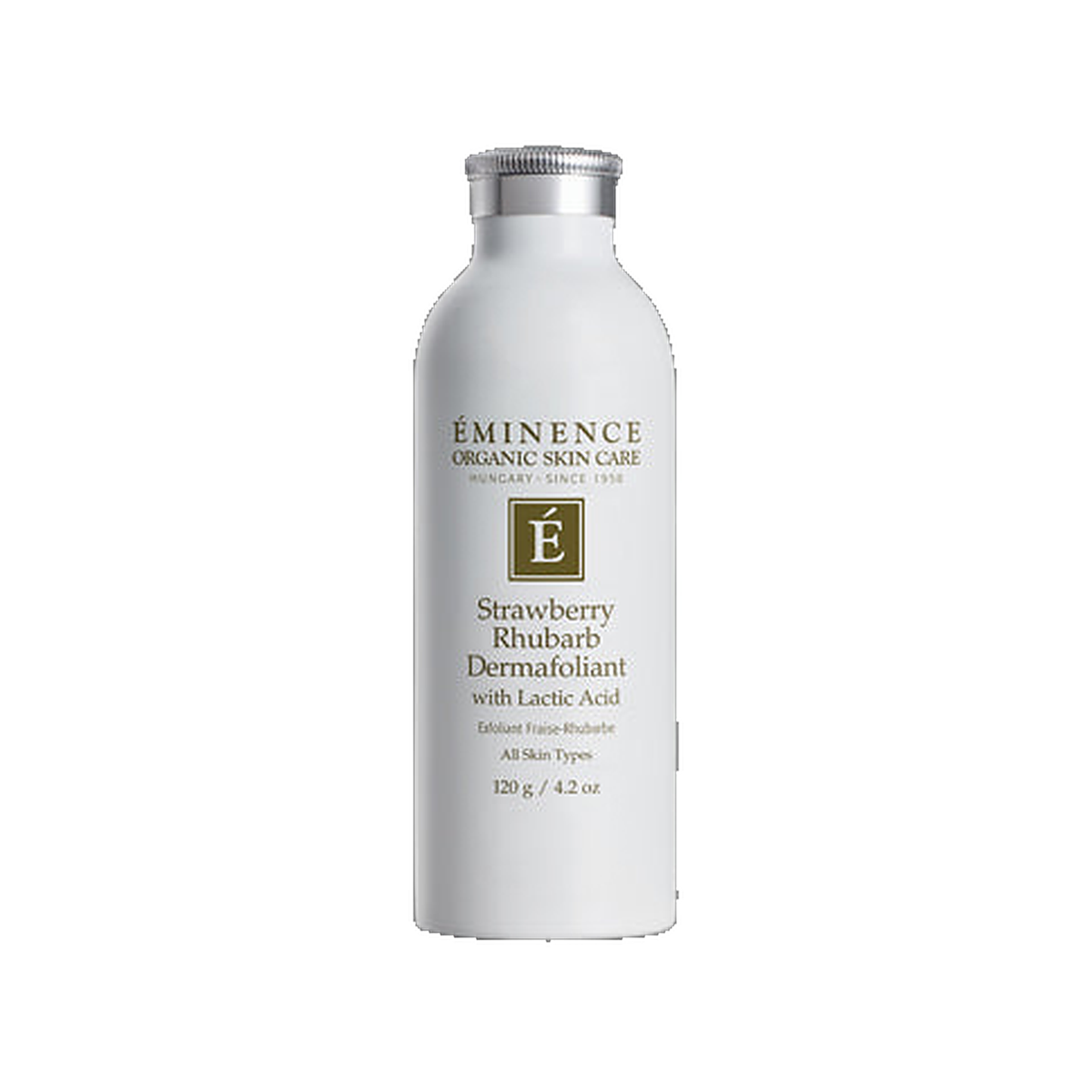 Eminence Strawberry Rhubarb Dermafoliant bottle on white background